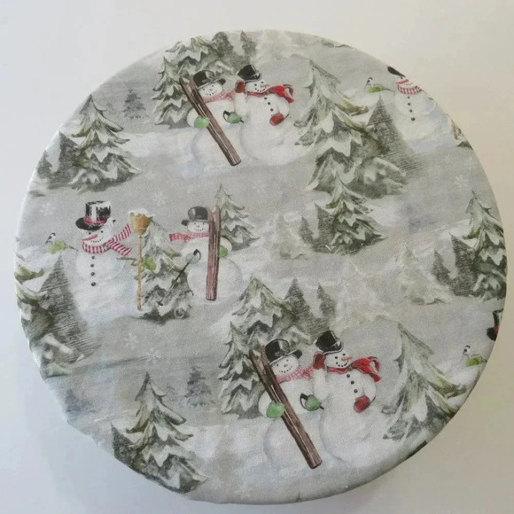 Kitchenaid Bowl Cover, Reversible Christmas Snowmen and Black Gingham - Picture 4 of 6